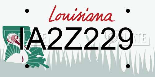 IA2Z229 Louisiana License Plate