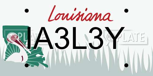 IA3L3Y Louisiana License Plate