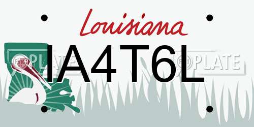 IA4T6L Louisiana License Plate