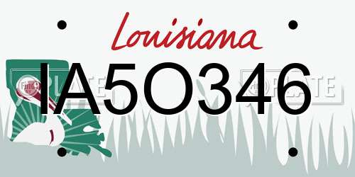 IA5O346 Louisiana License Plate
