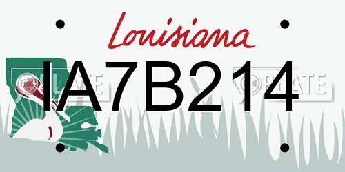 IA7B214 Louisiana License Plate