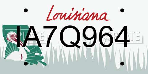 IA7Q964 Louisiana License Plate