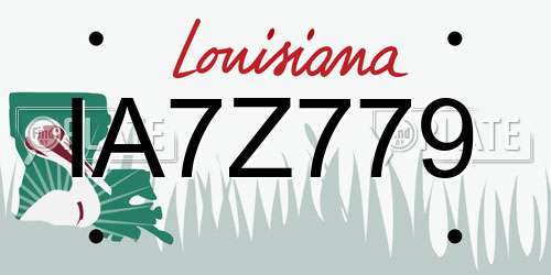 IA7Z779 Louisiana License Plate