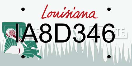 IA8D346 Louisiana License Plate