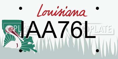 IAA76L Louisiana License Plate