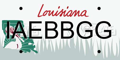 IAEBBGG Louisiana License Plate