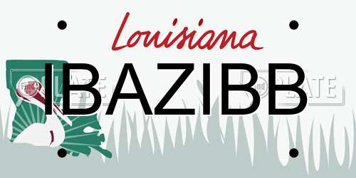 IBAZIBB Louisiana License Plate