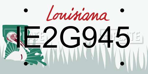 IE2G945 Louisiana License Plate