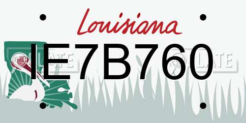 IE7B760 Louisiana License Plate