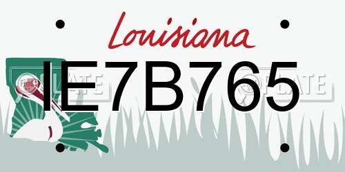 IE7B765 Louisiana License Plate
