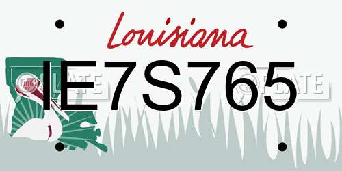IE7S765 Louisiana License Plate