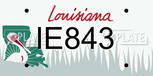 IE843 Louisiana License Plate