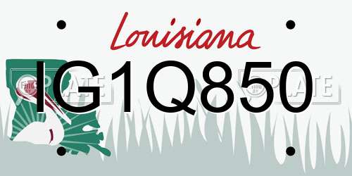 IG1Q850 Louisiana License Plate