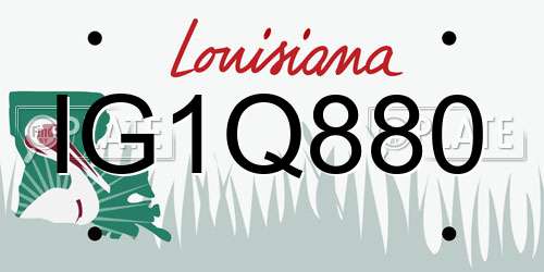 IG1Q880 Louisiana License Plate