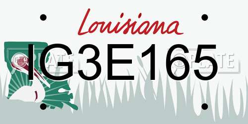IG3E165 Louisiana License Plate