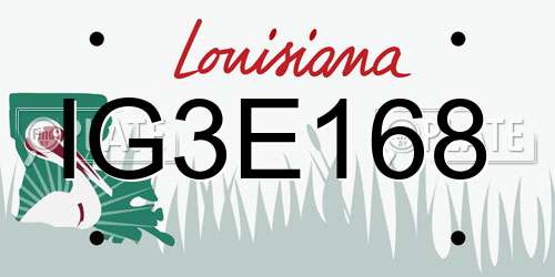 IG3E168 Louisiana License Plate