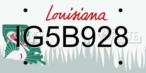 IG5B928 Louisiana License Plate