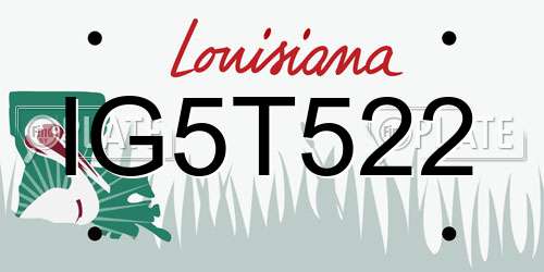IG5T522 Louisiana License Plate