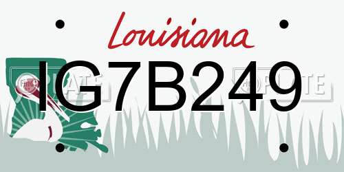 IG7B249 Louisiana License Plate