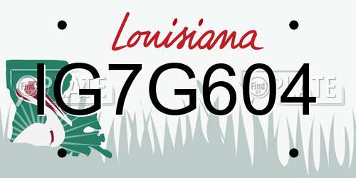 IG7G604 Louisiana License Plate