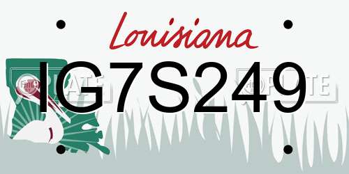 IG7S249 Louisiana License Plate