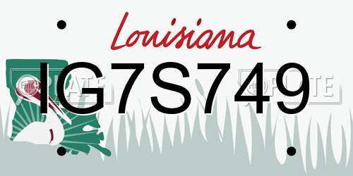 IG7S749 Louisiana License Plate