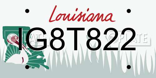 IG8T822 Louisiana License Plate