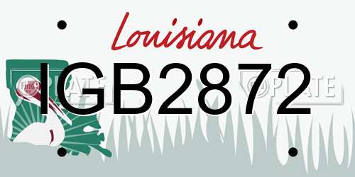 IGB2872 Louisiana License Plate