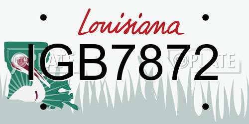IGB7872 Louisiana License Plate