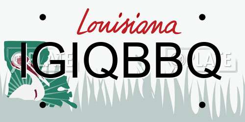 IGIQBBQ Louisiana License Plate