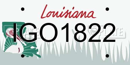 IGO1822 Louisiana License Plate