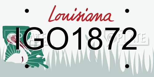 IGO1872 Louisiana License Plate