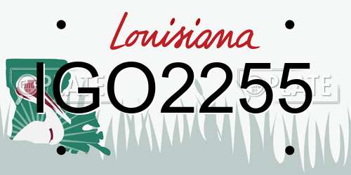 IGO2255 Louisiana License Plate