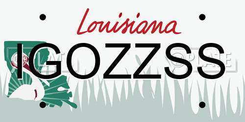 IGOZZSS Louisiana License Plate