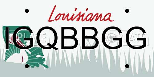 IGQBBGG Louisiana License Plate