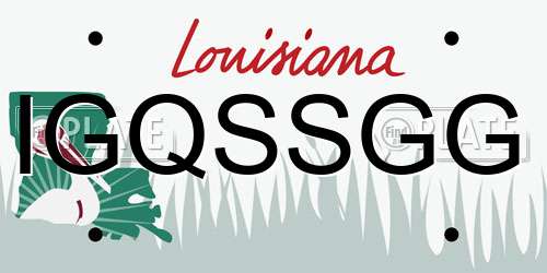 IGQSSGG Louisiana License Plate