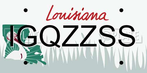 IGQZZSS Louisiana License Plate