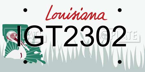 IGT2302 Louisiana License Plate