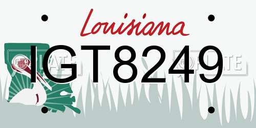 IGT8249 Louisiana License Plate