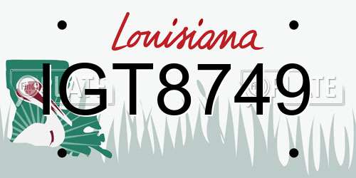 IGT8749 Louisiana License Plate