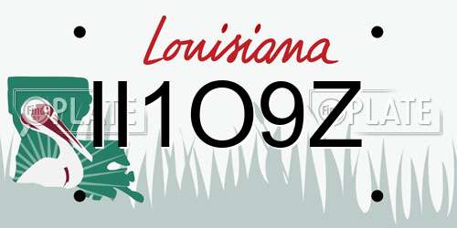 II1O9Z Louisiana License Plate