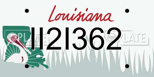 II2I362 Louisiana License Plate