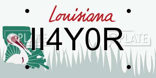 II4Y0R Louisiana License Plate