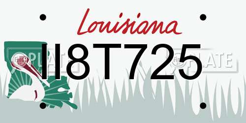 II8T725 Louisiana License Plate