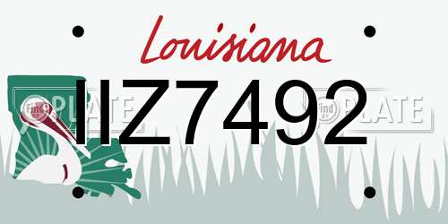 IIZ7492 Louisiana License Plate