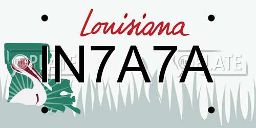 IN7A7A Louisiana License Plate