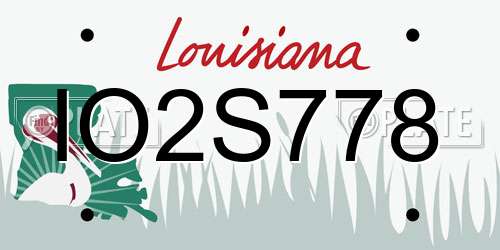 IO2S778 Louisiana License Plate