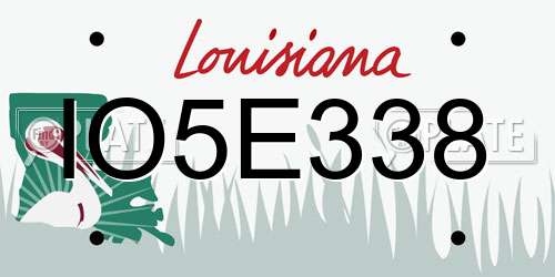 IO5E338 Louisiana License Plate