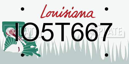 IO5T667 Louisiana License Plate