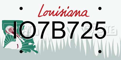 IO7B725 Louisiana License Plate